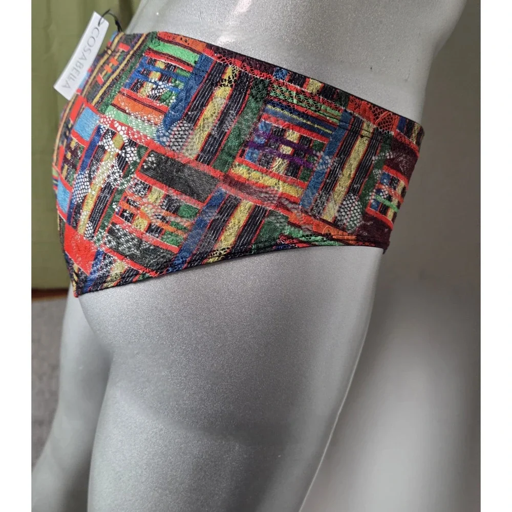 Cosabella Mens Briefs‎ Multi Color Geometric Mosaic Print Low Rise Underwear NEW